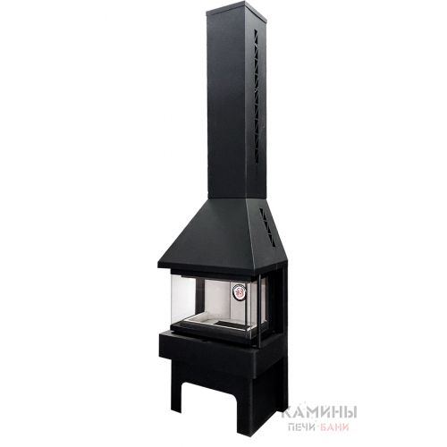 Печь-камин «Панорама» 3 стекла черная