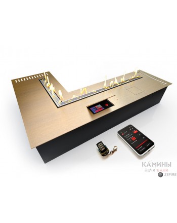 Автоматический биокамин ZeFire М 1000X1400 угловой латунный с ДУ (ZeFire)
