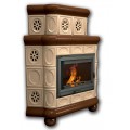 Изразцовый камин Медальон КимрПечь угловой двухъярусный однотонный В Изразцовый камин Медальон КимрПечь угловой двухъярусный однотонный В