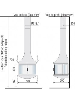 Пристенный подвесной камин Lea 998 JC Bordelet