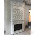 Пристенный изразцовый камин "Элеганс 20x20" в пастельной росписи