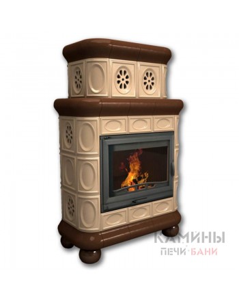 Изразцовый камин Медальон пристенный двухъярусный однотонный В