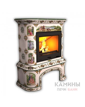 Изразцовый камин Прованс центральный с дровником Художественный