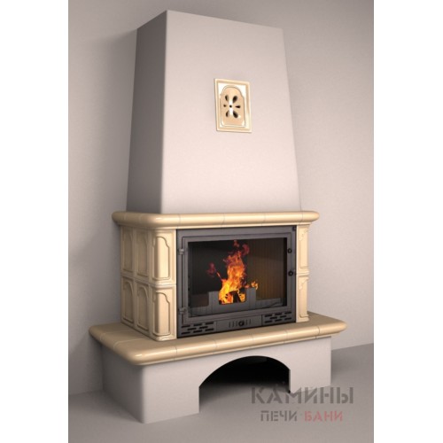 Изразцовый камин КимрПечь Гефест пристенный с коробом однотонный А Изразцовый камин КимрПечь Гефест пристенный с коробом однотонный А