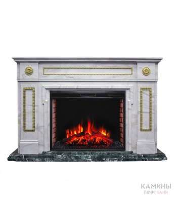 Каминокомплект PRESIDENT/ПРЕЗИДЕНТ Президентский мрамор с очагом Электроочаг EPSILON/ЭПСИЛОН 33