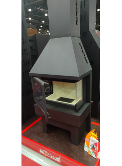 Печь-камин «Панорама» 3 стекла черная