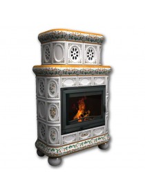 Изразцовый камин Медальон центральный двухъярусный Роспись