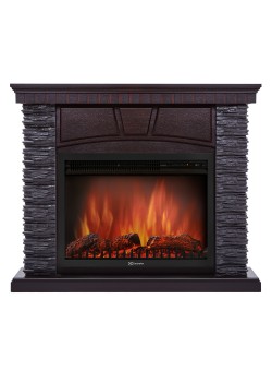Каминокомплект: Очаг Electrolux EFP/P- 2520LS с порталом Porto 25 камень черный, шпон венге