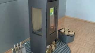 Kaminofen Panadero Alba mit drei großen Sichtscheiben