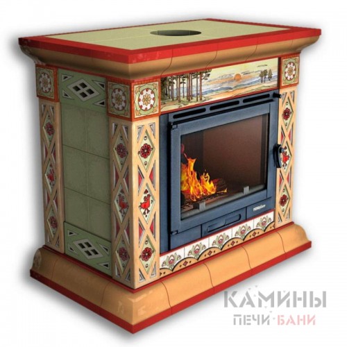 Изразцовый камин Билибин КимрПечь центральный Художественный