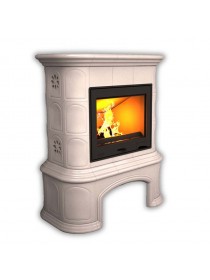 Изразцовый камин Прованс пристенный однотонный А с дровником