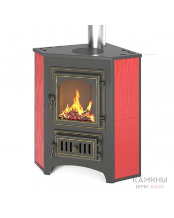 Печь-камин Везувий ПК-01 (220) с конфоркой УГЛОВОЙ, КРАСНЫЙ