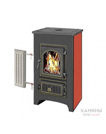 Печь-камин Везувий ПК-01 (270) КРАСНЫЙ с плитой и теплообменником
