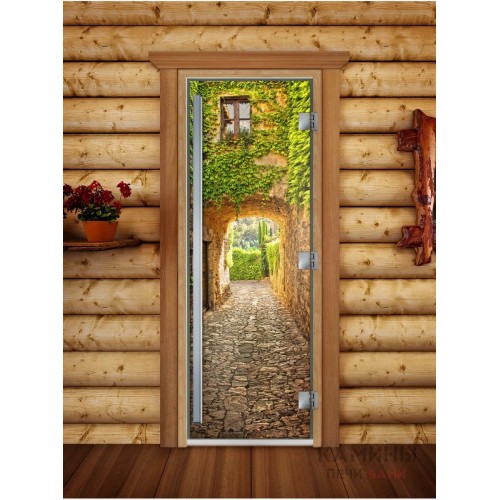 Дверь Doorwood Престиж Фотопечать для бани сатин 8 мм