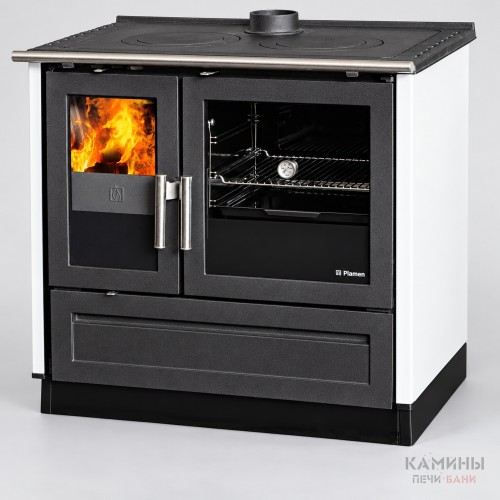 Отопительно-варочная печь Plamen 910 Glas (белая) Отопительно-варочная печь Plamen 910 Glas (белая)