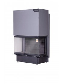 Каминная топка ДЕЛЬТА 1000 PВ три стекла подовое горение принтинг черный шамот