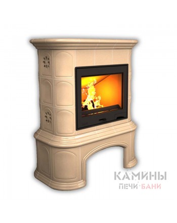 Изразцовый камин Прованс центральный однотонный А с дровником