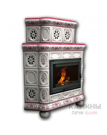 Изразцовый камин Медальон угловой двухъярусный Роспись