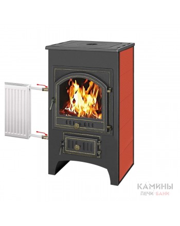 Печь-камин Везувий ПК-01(205) С ПЛИТОЙ И Т/О КРАСНЫЙ 