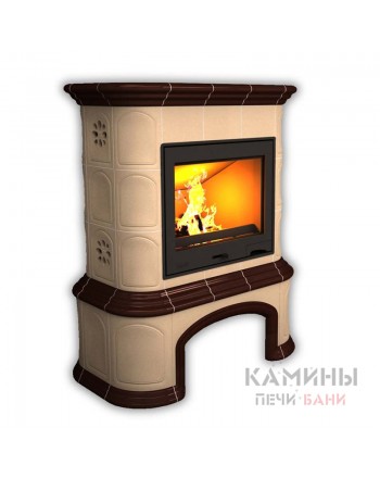 Изразцовый камин Прованс пристенный однотонный В с дровником