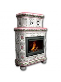 Изразцовый камин Медальон пристенный двухъярусный Роспись