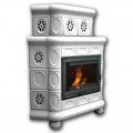 Изразцовый камин Медальон КимрПечь угловой двухъярусный однотонный А