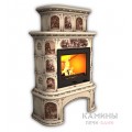Изразцовый камин Прованс КимрПечь пристенный двухъярусный с дровником Художественный