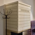 Каминная топка KAWMET W3 LPB в облицовке изразцами коллекции Брикс.