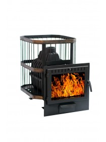 Печь банная чугунная СИБИРЬ-20 с панорамной дверцей (Сетка)