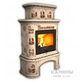 Изразцовый камин Прованс КимрПечь пристенный двухъярусный с дровником Художественный
