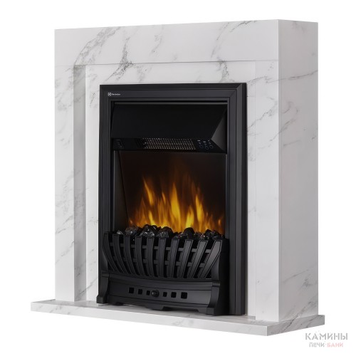 Каминокомплект:Очаг Electrolux EFP/P-1020LS, портал Simple Classic белый мрамор