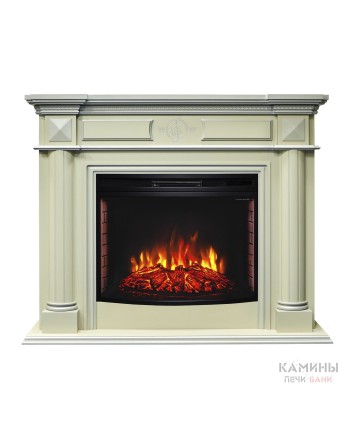 Каминокомплект WAGNER/ВАГНЕР Айс кашемир с серебряной патиной с очагом Электроочаг FIRESPACE/ФАЕРСПЕЙС 33
