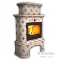 Изразцовый камин Прованс КимрПечь пристенный двухъярусный с дровником Роспись