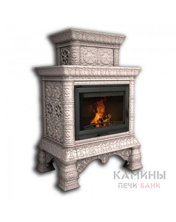 Изразцовый камин Кострома пристенный двухъярусный однотонный А