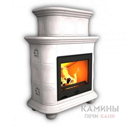 Изразцовый камин Прованс КимрПечь центральный двухъярусный однотонный А