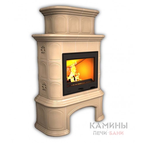 Изразцовый камин Прованс КимрПечь пристенный двухъярусный однотонный А с дровником Изразцовый камин Прованс КимрПечь пристенный двухъярусный однотонный А с дровником