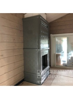 Современный изразцовый камин "Сохо". Эмаль: Серый графит