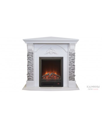 Электрокамин Athena Corner GR WT с очагом Eugene