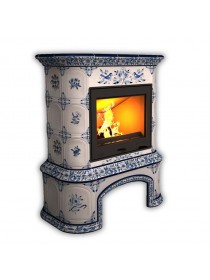 Изразцовый камин Прованс пристенный с дровником Роспись