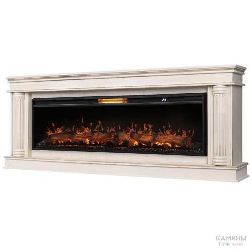 Каминокомплект: Очаг Royal Thermo Aurora RTFP/P-AR60LS, портал Olympia 60 сл. кость с зол. патиной