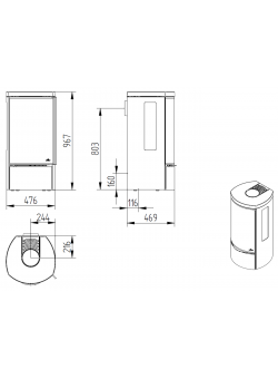 Печь-камин Jydepejsen Cozy Classic Low с боковым стеклом