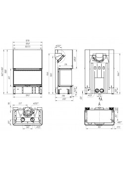 Каминная топка ДЕЛЬТА 1000 B три стекла принтинг черный шамот