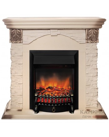 Электрокамин Dublin Lux WT с очагом Fobos Lux BL RC