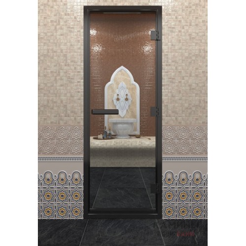 Стеклянная дверь для хамама Doorwood Хамам в черном профиле