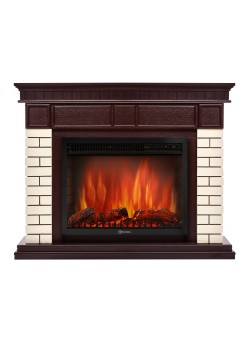 Каминокомплект Firelight: Очаг EFP/P- 2520LS, портал Bricks 25 камень бежевый, шпон темный дуб