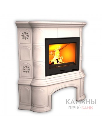 Изразцовый камин Прованс угловой однотонный А с дровником