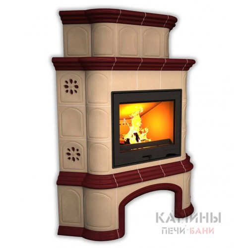 Изразцовый камин Прованс КимрПечь угловой двухъярусный однотонный В с дровником Изразцовый камин Прованс КимрПечь угловой двухъярусный однотонный В с дровником