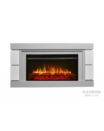 Каминокомплект ДЭНВЕР Серый камень/Белый с очагом Электроочаг PREMIER/ПРЕМЬЕР 36