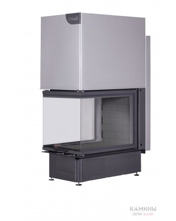 Каминная топка ДЕЛЬТА 700 PB три стекла подовое горение принтинг черный шамот