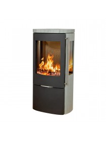 Печь-камин Jydepejsen Senza Grey Wood Sandstone Sideglass